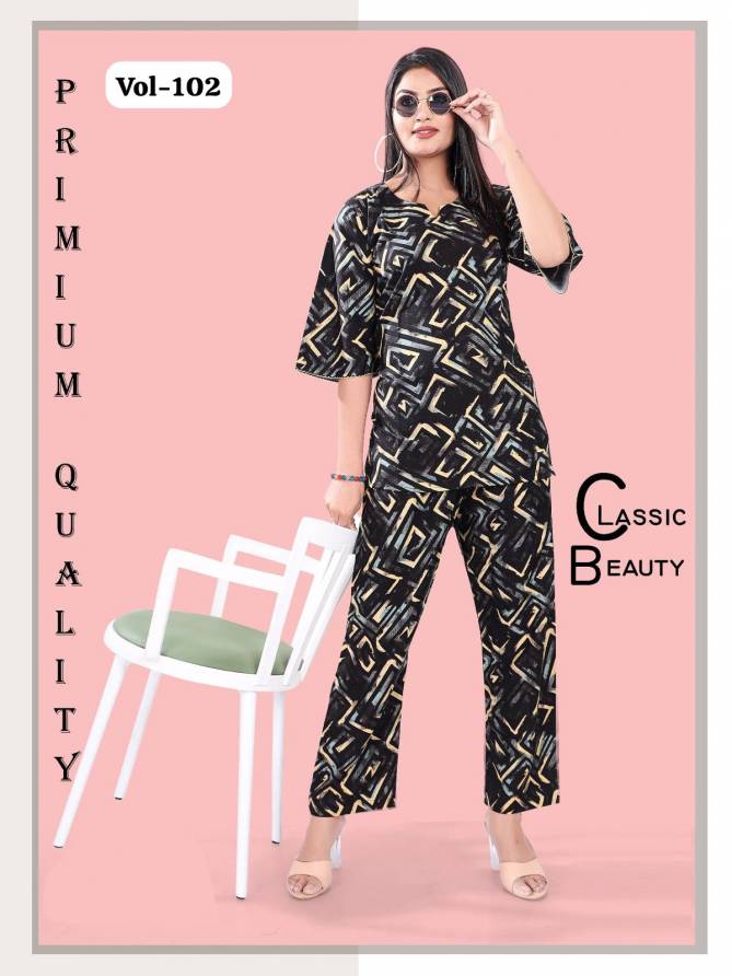 Vol Ft 102 Summer Special Cord Set Rayon Night Suit Wholesale Shop In Surat
